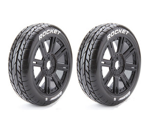 Louise 3190SB B-ROCKET Buggy Tire Set - Mounted - Soft - Black Spoke Wheels - Hex 17mm 1/8