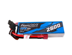 Gens Ace 263S45DGT G-Tech 3S 2600mAh 45C 11.1V Soft Pack Lipo Battery (Deans)
