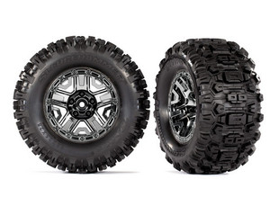 Traxxas 9072 2.8" Black Chrome Wheels & Sledgehammer Tires (2) 1/10