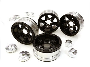Integy 26877SILVER 6-Spoke Wheels w/ 6 Bolt S-Adapters for most 1.9 Scale Crawler