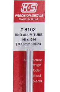 K&S 8102 Round Alu. Tube 1/8"x12" (3pcs/ .014" Wall)