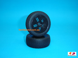 HBX 16041K WHEELS AND TIRES COMPLETE (BUGGY)-BLACK RIMS 1/16