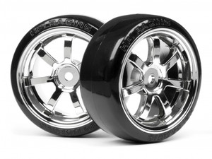 HPI 4739 T-DRIFT TIRE 26mm RAYS 57S-PRO WHEEL CHROME (2pcs) 1/10