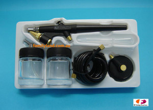 NHDU 38 SUCTION FEED AIRBRUSH GUN, SINGLE ACTION w/2x20cc Bottle