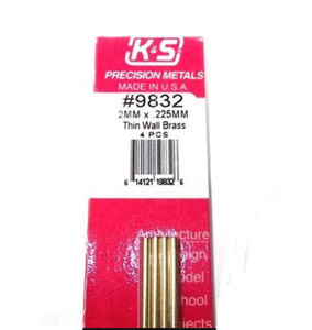 K&S 9832 Brass Tube 2x300mm (.225mm Wall) (4pcs)