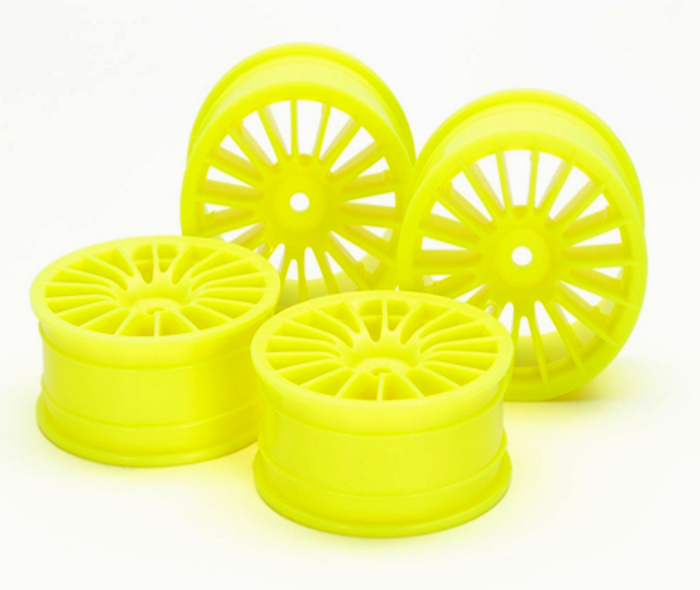 Tamiya 54852 24mm Med-Narrow 18-Spoke Wheels (Offset 0, Fluorescent Yellow, 4pcs) 1/10