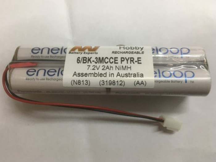 Eneloop 6/BK-3MCCE PYR-E 2000mAh, 7.2V AA NiMh Pyramid Baterry, CE-E Connector (Hitec 54124)
