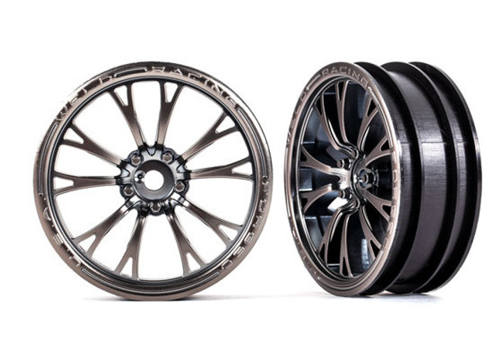 Traxxas 9472A Wheels, Weld satin black chrome for drag racing (front) (2) 1/10