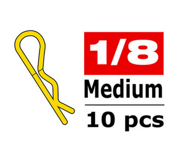 Team Corally 35114 Body Clips - 45° Bent - Medium - Gold - 10 pcs