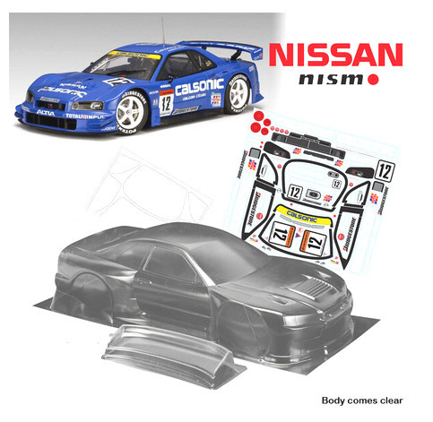Bodyworx N085 Clear Body R34 GTR Calsonic 1/10th 190mm 