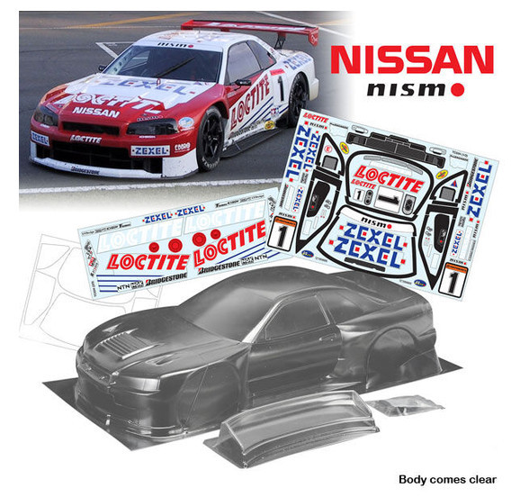 Bodyworx N085-1 Clear Body R34 GTR Loctite 1/10th 190mm