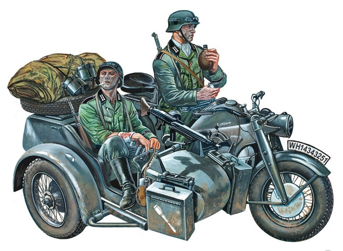 Italeri 317 Zundapp KS750 With Sidecar 1/35