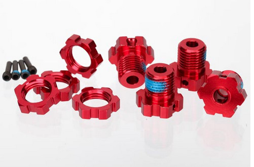 Traxxas 5353R 17 mm Red Alu Splined Wheel Hubs & Nuts (4)