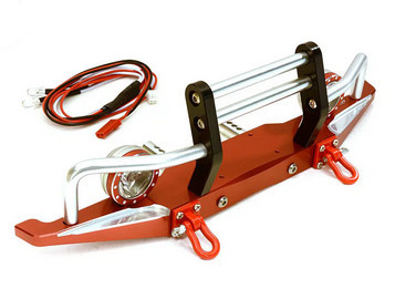 Integy 27283RED Alloy Front Bumper w/ LED (2) for Axial 1/10 SCX10 II 43mm Mount