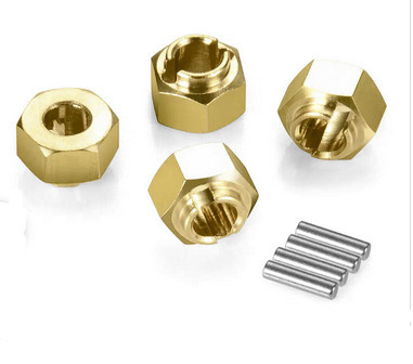 Integy 33135 Brass Alloy 5mm Thick Hex Wheel Adapters (4) for Traxxas 1/18 TRX-4M Crawler 9750