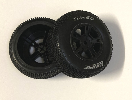 Louise LT3147SBAR SC-Turbo 1/10 Short Course 2.2x3.0" Tires Soft Compound - Black Rim/ Pin Type (for Associated SC10 Rear)