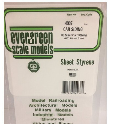 Evergreen 4037 White Polystyrene Siding Sheet 0.040 x 6 x 12" / 1mm x 15cm x 30cm (1)