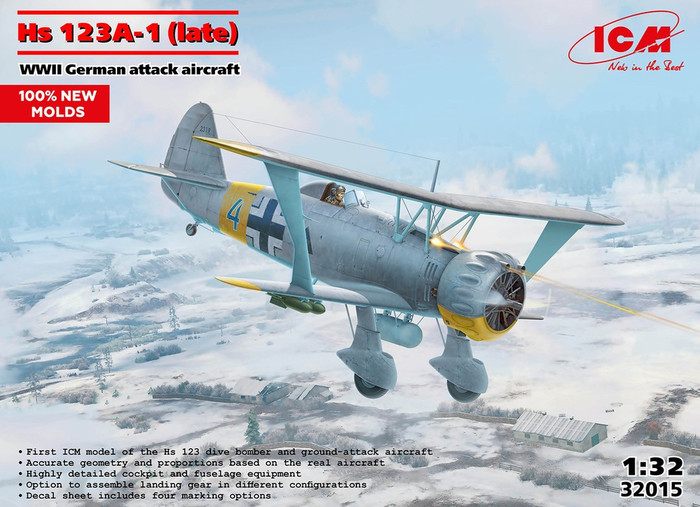ICM 32015 Hs 123A-1 (late) WWII German Attack Aircraft 1/32