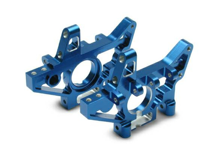 Traxxas 4930X Bulkheads, front (machined 6061-T6 aluminum) (blue