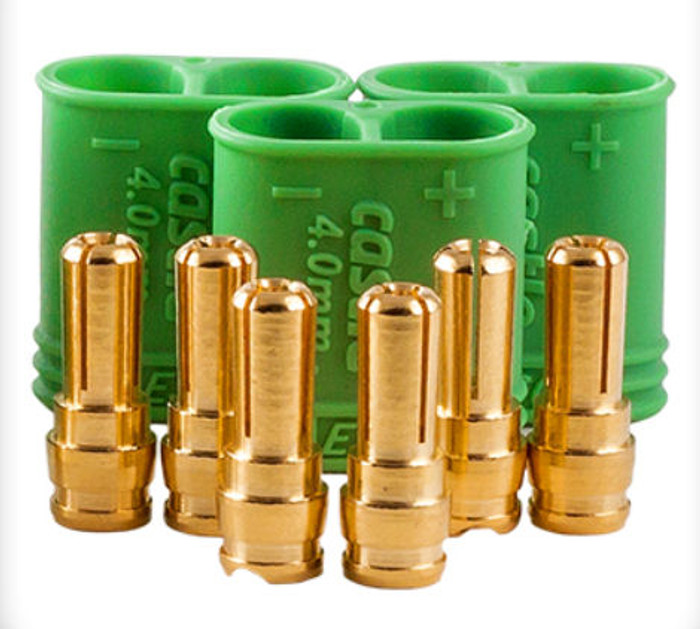 Castle Creations   011007500 POLARIZED BULLET CONNECTOR  MALE, 4MM SET 