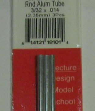 K&S 8101 ALU. TUBE 3/32x12" (.014 Wall) (3pcs)