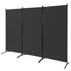 6-Ft Black 3-Panel Room Divider Screen with Steel Base and Heavy Duty Hinges Q280-BLSFRDS7946827