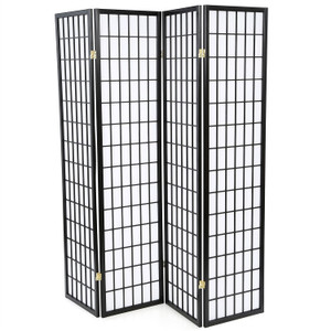 Black 4-Panel Asian Style Shoji Room Divider Screen Q280-WHJRD75591 Black 4-Panel Asian Style Shoji Room Divider Screen Q280-WHJRD75591
