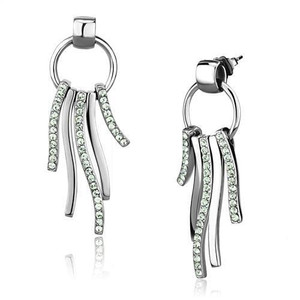 TK2633 - High polished (no plating) Stainless Steel Earrings with Top Grade Crystal  in Peridot A874-TK2633