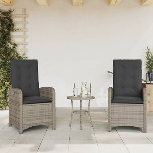 Reclining Garden Chair set of 2 Grey PE rattan Standard A949-365171 Reclining Garden Chair set of 2 Grey PE rattan Standard A949-365171