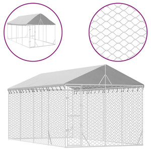 Outdoor Dog Kennel Silver Galvanized steel, Polyethylene Large A949-3190488 Outdoor Dog Kennel Silver Galvanized steel, Polyethylene Large A949-3190488