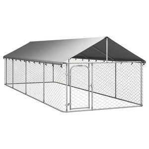 Dog Kennel Silver Galvanized steel, polyethylene Large Durable A949-171500 Dog Kennel Silver Galvanized steel, polyethylene Large Durable A949-171500