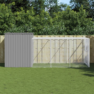 vidaXL Dog House Light Grey Galvanized Steel 84.3 x 180.1 x 71.3 in A949-3189138 vidaXL Dog House Light Grey Galvanized Steel 84.3 x 180.1 x 71.3 in A949-3189138