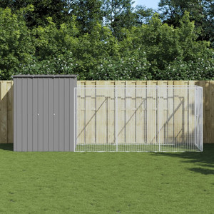 Dog House Light grey Galvanized steel Large Durable Dog House A949-3189104 Dog House Light grey Galvanized steel Large Durable Dog House A949-3189104