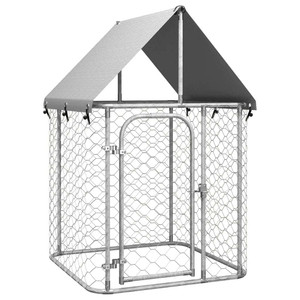  Dog Kennel Silver Galvanized Steel Large Durable Dog Kennel A949-171495