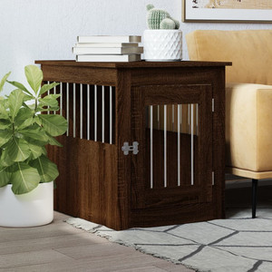 Dog Crate Furniture Brown Oak Engineered wood and steel A949-838322 Dog Crate Furniture Brown Oak Engineered wood and steel A949-838322