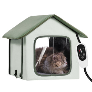 Elevated Heated Cat House, Outdoor Kitty Shelter with Timer, 600D Oxford Cloth Foldable Cat Shelte E415-FWSBYMBHSNJBKOLU0V1 Elevated Heated Cat House, Outdoor Kitty Shelter with Timer, 600D Oxford Cloth Foldable Cat Shelte E415-FWSBYMBHSNJBKOLU0V1