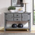 Solid Wood Farmhouse Sofa Table Sideboard Cabinet with Storage Drawers in Grey Q280-GRSWFC253741859