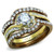 TK2669 - IP Gold & IP Light Brown (IP Light coffee) Stainless Steel Ring with AAA Grade CZ  in Clear A874-TK2669