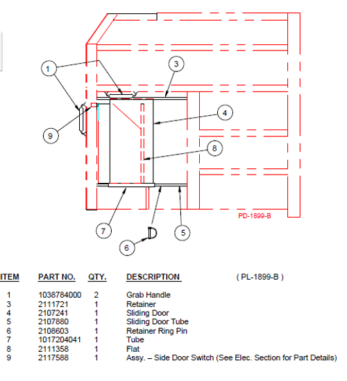 RETAINER SLIDING SIDE DOOR