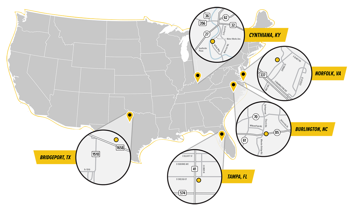Map of One Source Parts Locations
