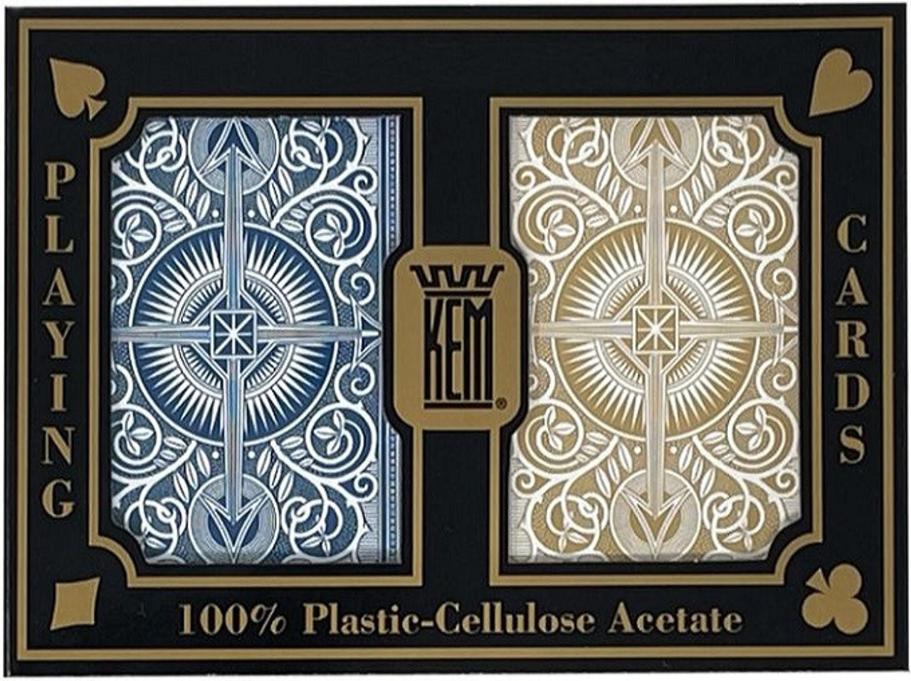 Kem Arrow Blue/Gold Bridge Size Jumbo Index, 2-Deck Set