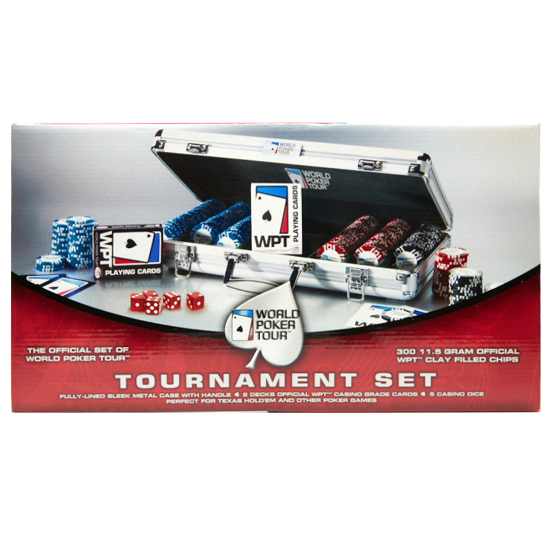 Official World Poker Tour Set with 300 Chips, 2 Decks, 5 Dice, and