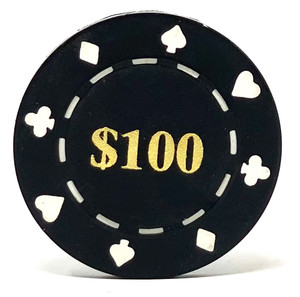 Poker Chips: Card Suits, 11.5 Gram / Heavy Weight, with Monogram, Black Poker Chips: Card Suits, 11.5 Gram / Heavy Weight, with Monogram, Black