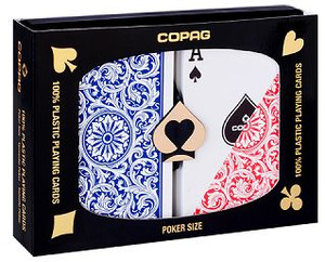 Copag 1546 Elite Plastic Playing Cards: Wide, Regular Index, Burgundy/Green