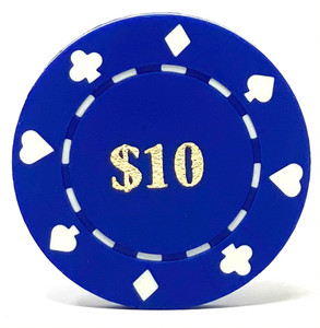 Poker Chips: Card Suits, 11.5 Gram / Heavy Weight, with Monogram, Blue Poker Chips: Card Suits, 11.5 Gram / Heavy Weight, with Monogram, Blue