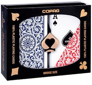 Copag 1546 Elite Plastic Playing Cards: Narrow, Regular Index, Red/Blue Copag 1546 Elite Plastic Playing Cards: Narrow, Regular Index, Red/Blue