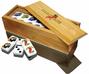 Dominoes in a Light Wood Box with Custom Tiles and Lid Dominoes in a Light Wood Box with Custom Tiles and Lid