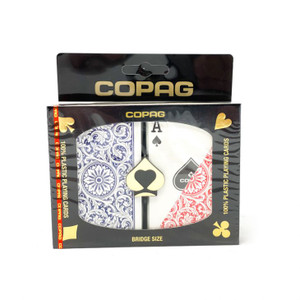 Copag 1546 Elite Plastic Playing Cards: Narrow, Super Index, Red/Blue Copag 1546 Elite Plastic Playing Cards: Narrow, Super Index, Red/Blue