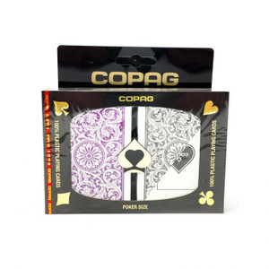 Copag 1546 Elite Plastic Playing Cards: Wide, Super Index, Gray/Purple