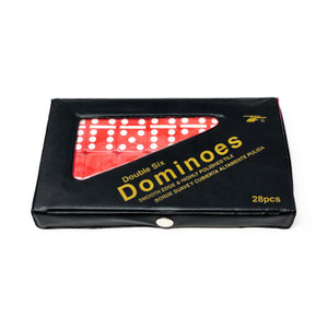 Double Six Domino Set, Red Dominoes in Hardwood Case Double Six Domino Set, Red Dominoes in Hardwood Case